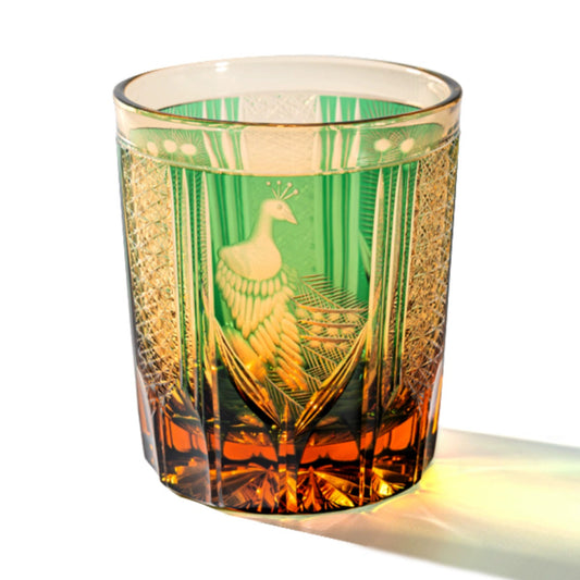 Master Collection Grade Edo Kiriko Amber Green Peacock - Sipzii