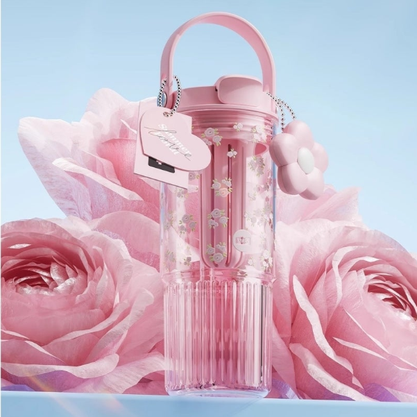 Crystal Flower Straw Cup