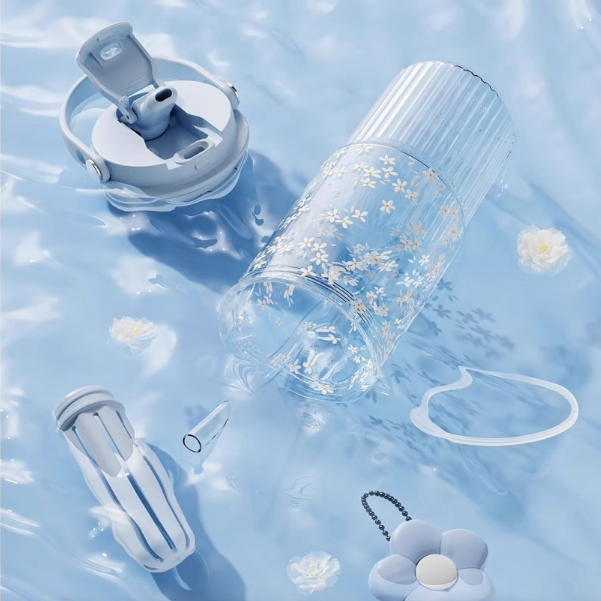 Crystal Flower Straw Cup