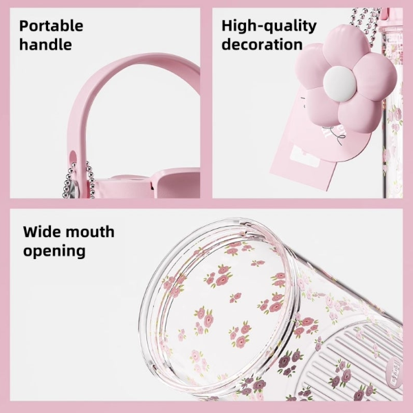 Crystal Flower Straw Cup