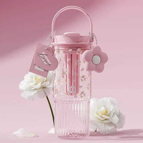Crystal Flower Straw Cup