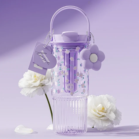 Crystal Flower Straw Cup