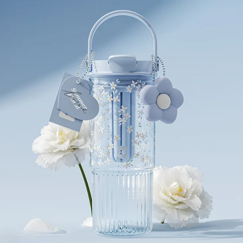 Crystal Flower Straw Cup